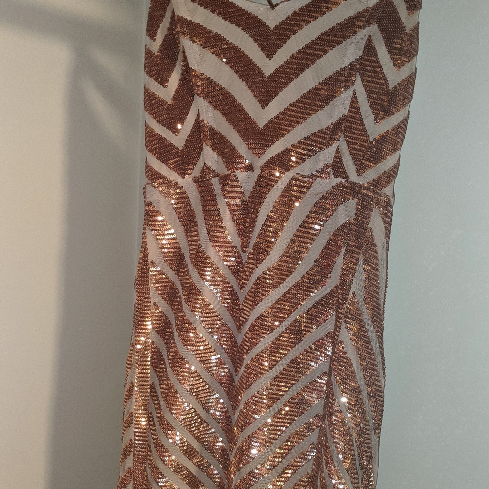 Women's Sequin Gold Strapless Party Dress Size M